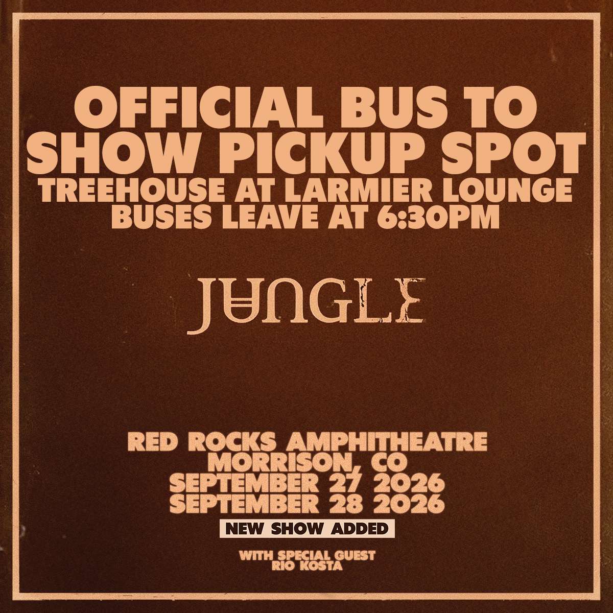 Jungle Bus To Show Pickup Spot (FREE EVENT)